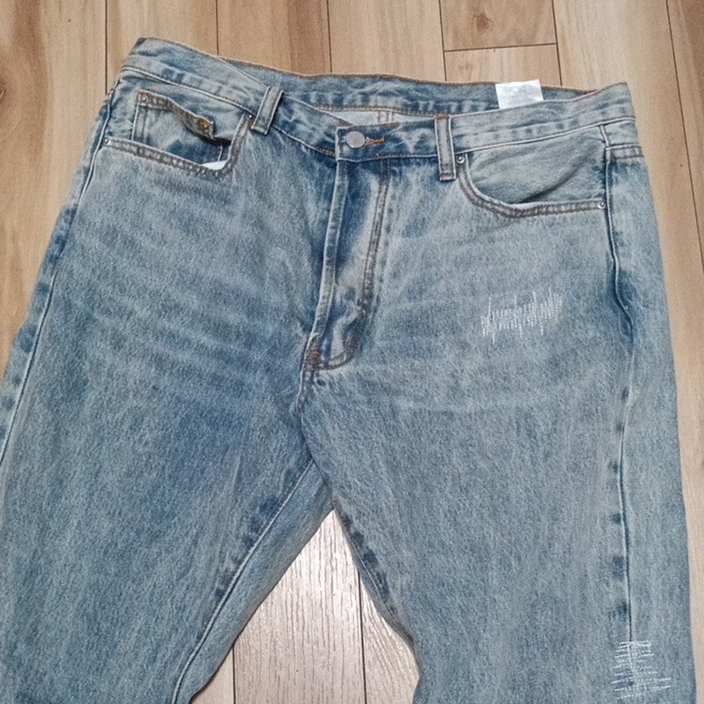 Patchwork Denim Jeans/ Button Fly - image 3